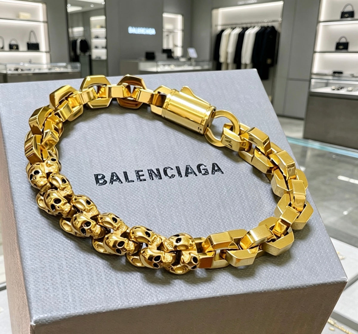 Geometric Emblem Bracelet in Polished Metal-Tone – Design 058 styled product view