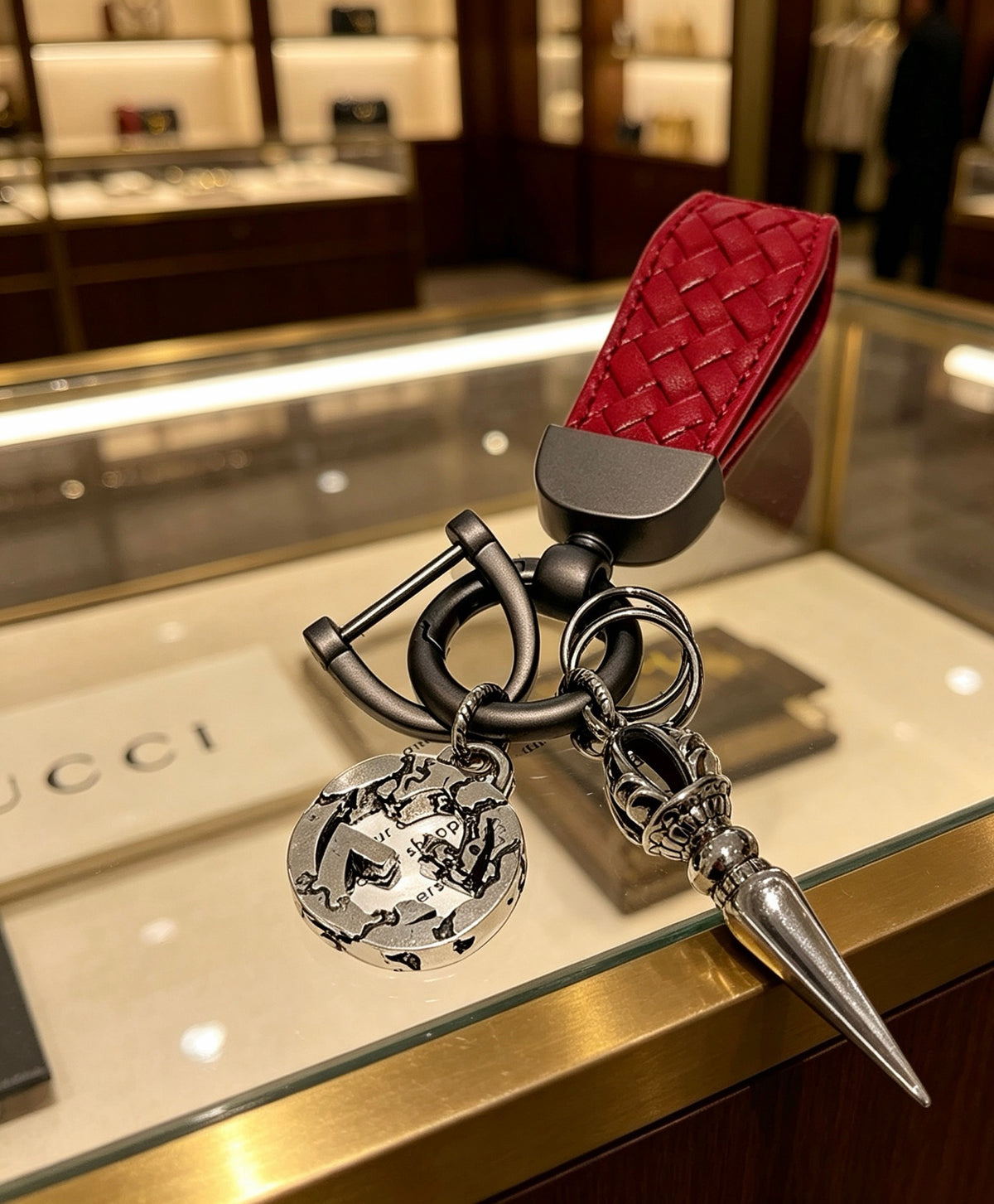 Double-G Emblem Keychain in Polished Metal-Tone – Design 038 main product view