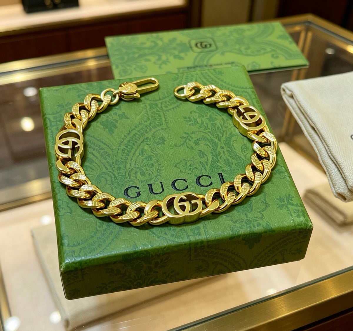 Geometric Emblem Bracelet in Polished Metal-Tone – Design 089 styled product view