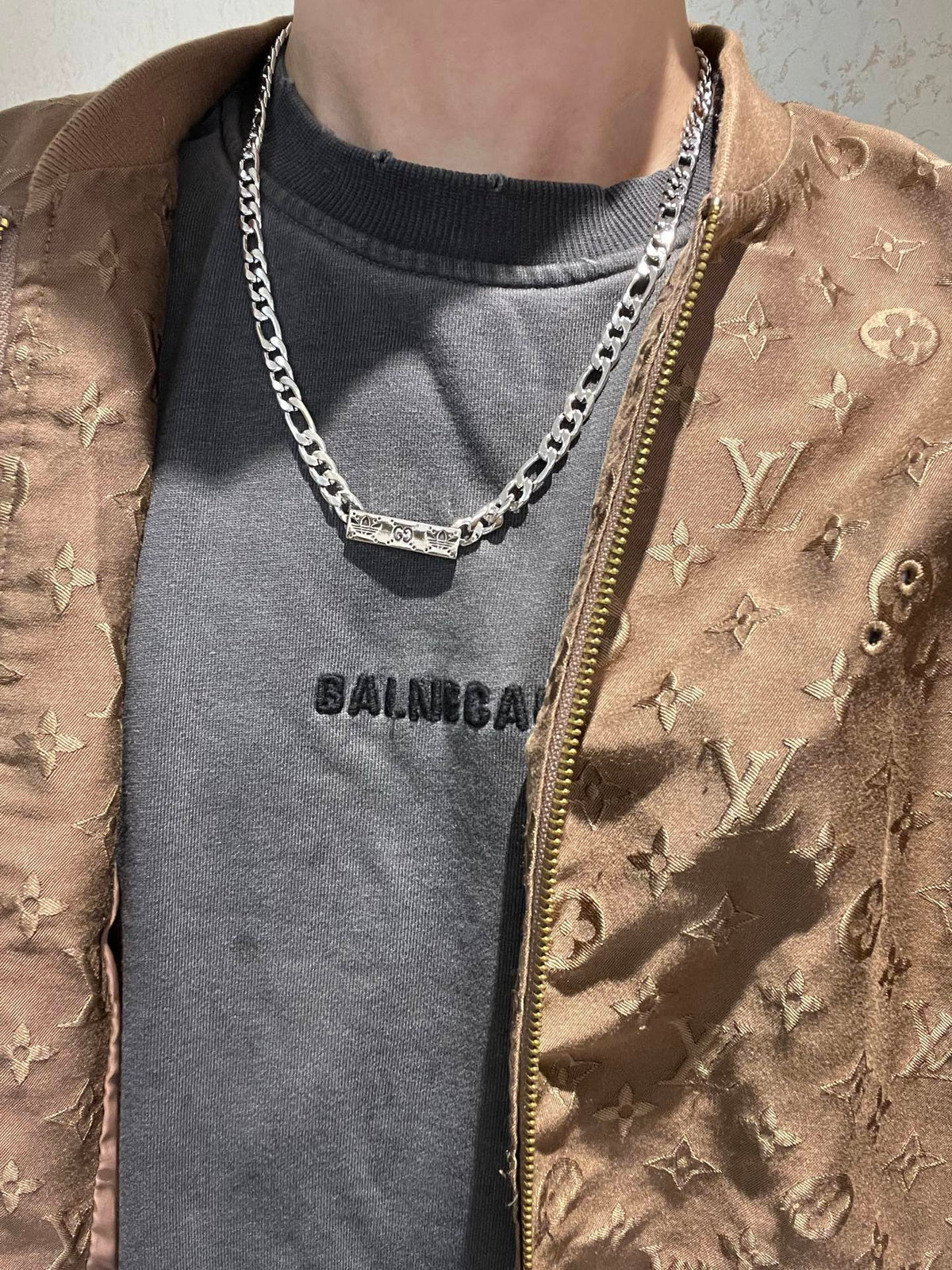 Double-G Emblem Pendant Necklace in Polished Metal-Tone – Design 181 main product view