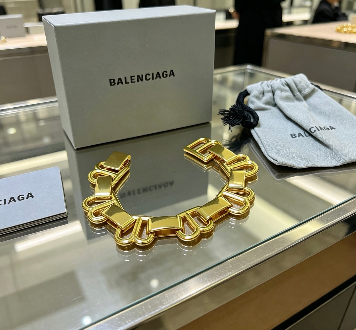Geometric Emblem Bracelet in Polished Metal-Tone – Design 059 front product view