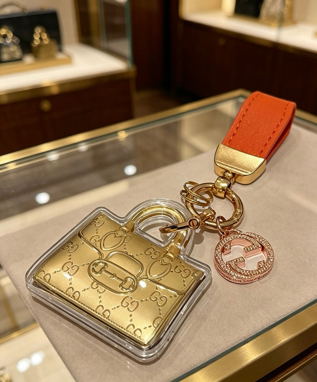 Double-G Emblem Keychain in Polished Metal-Tone – Design 044 main product view