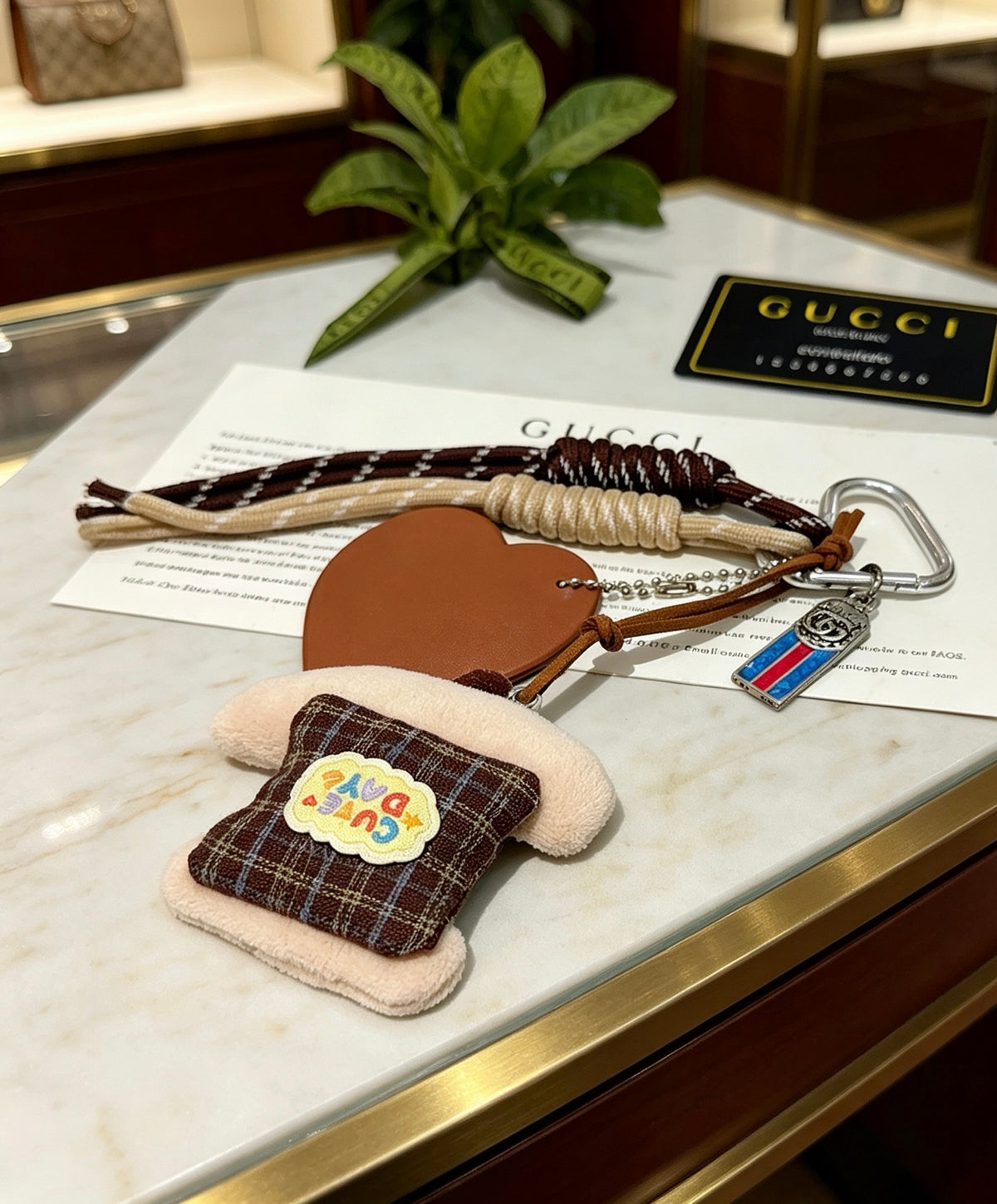 Double-G Emblem Keychain in Polished Metal-Tone – Design 004 front product view