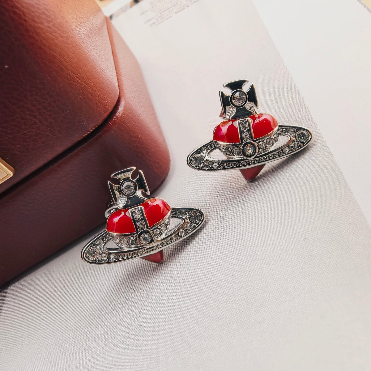 Orb Stud Earrings in Polished Metal-Tone – Design 016 close-up detail
