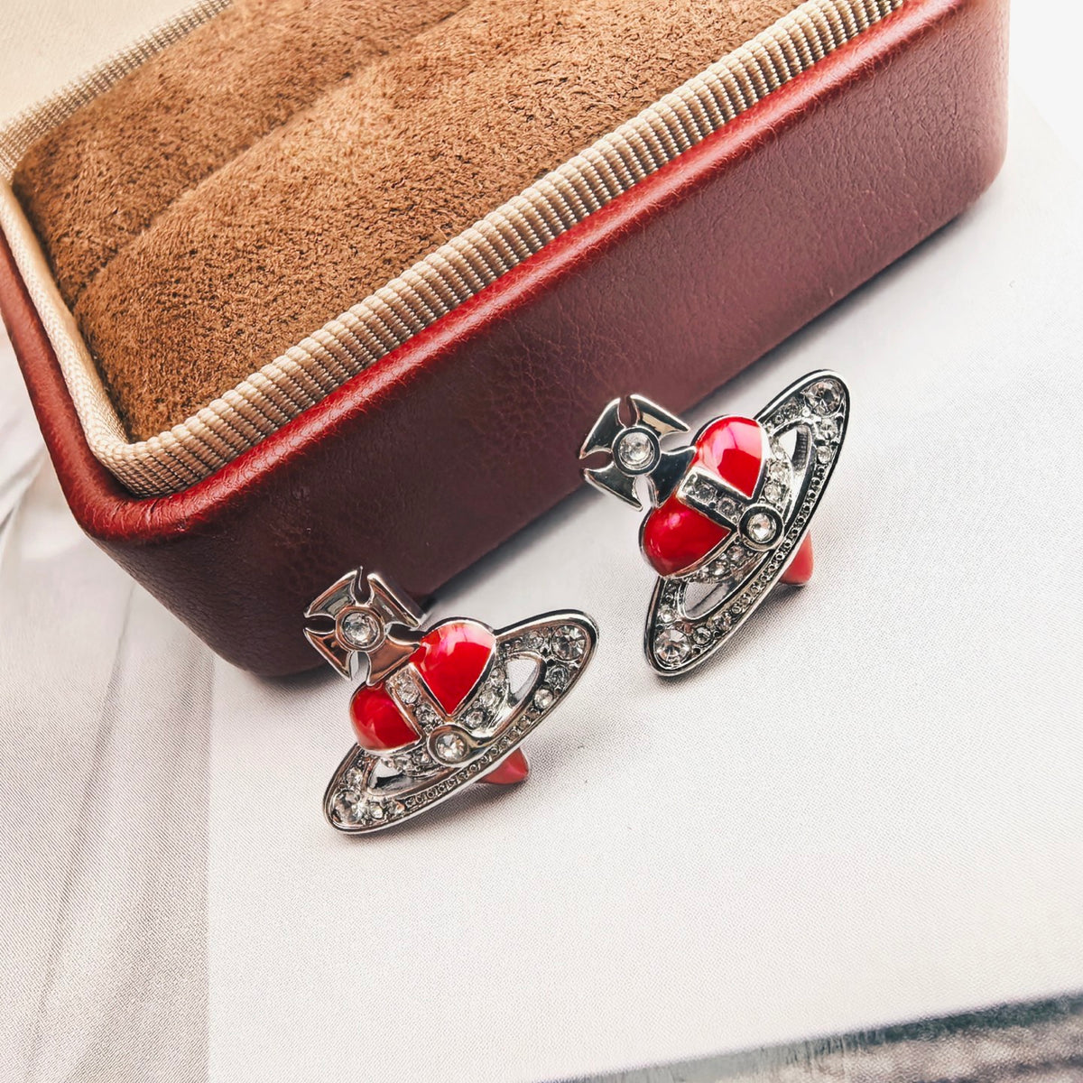 Orb Stud Earrings in Polished Metal-Tone – Design 016 side detail