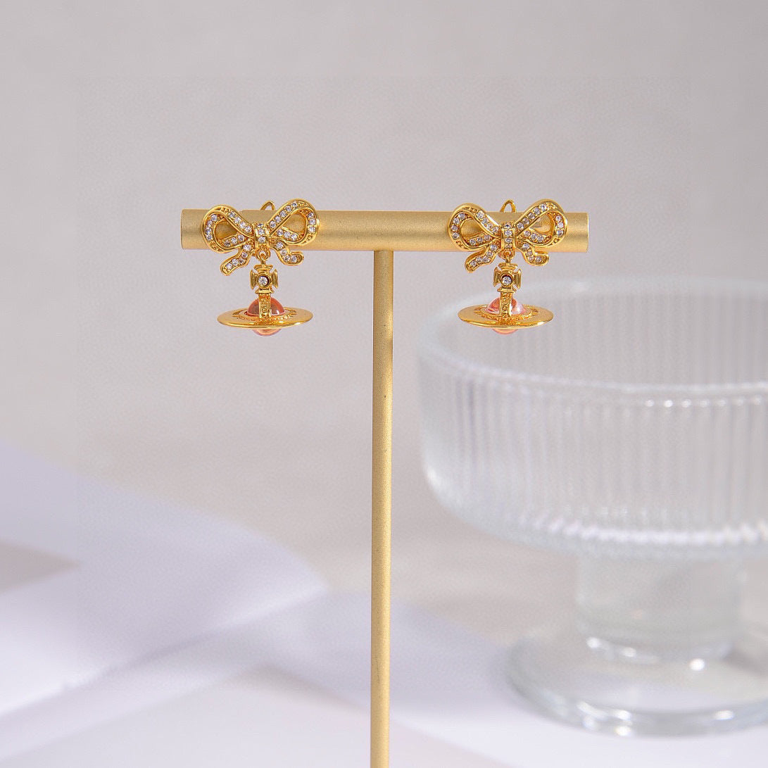 Orb Stud Earrings in Polished Metal-Tone – Design 015 detail view