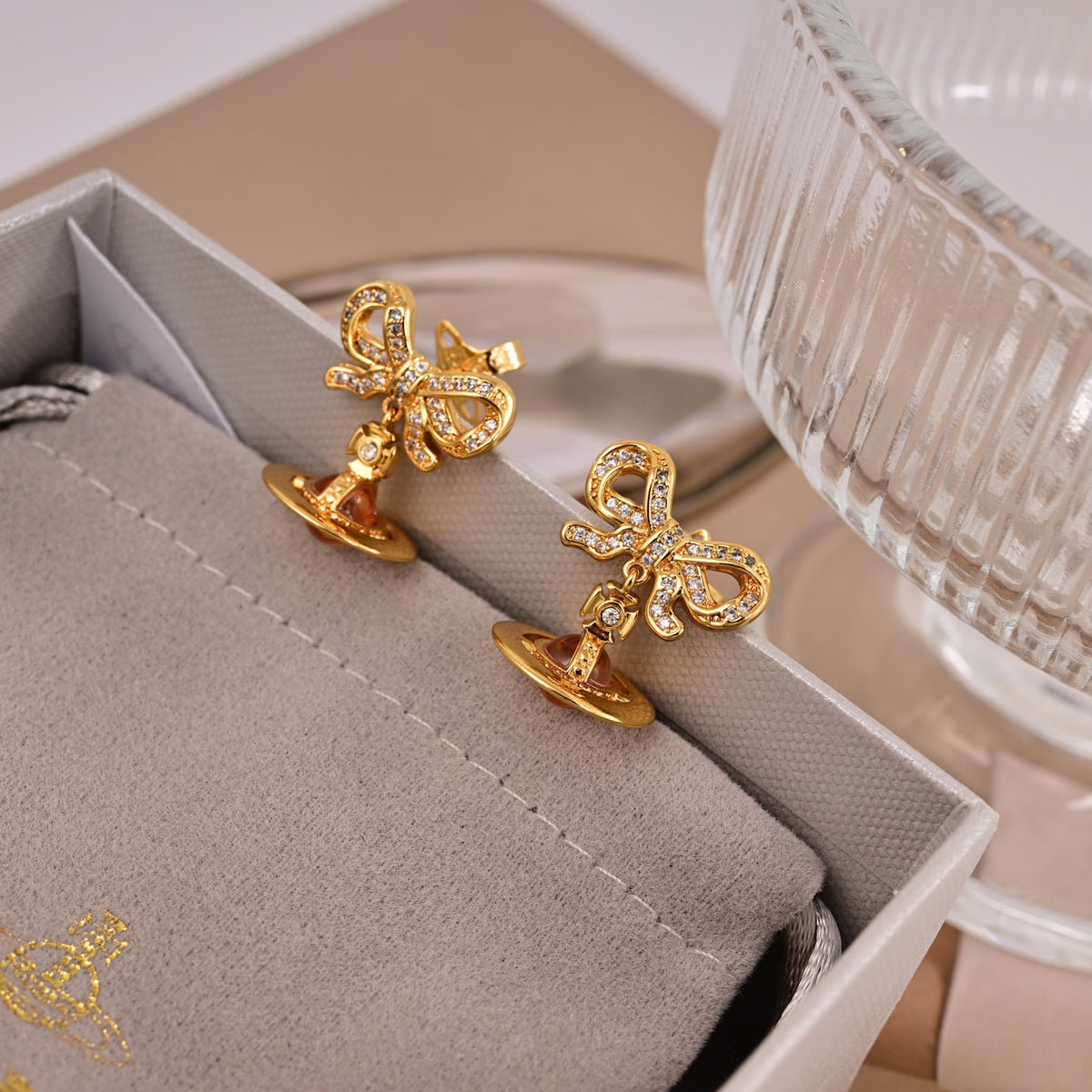 Orb Stud Earrings in Polished Metal-Tone – Design 015 close-up detail