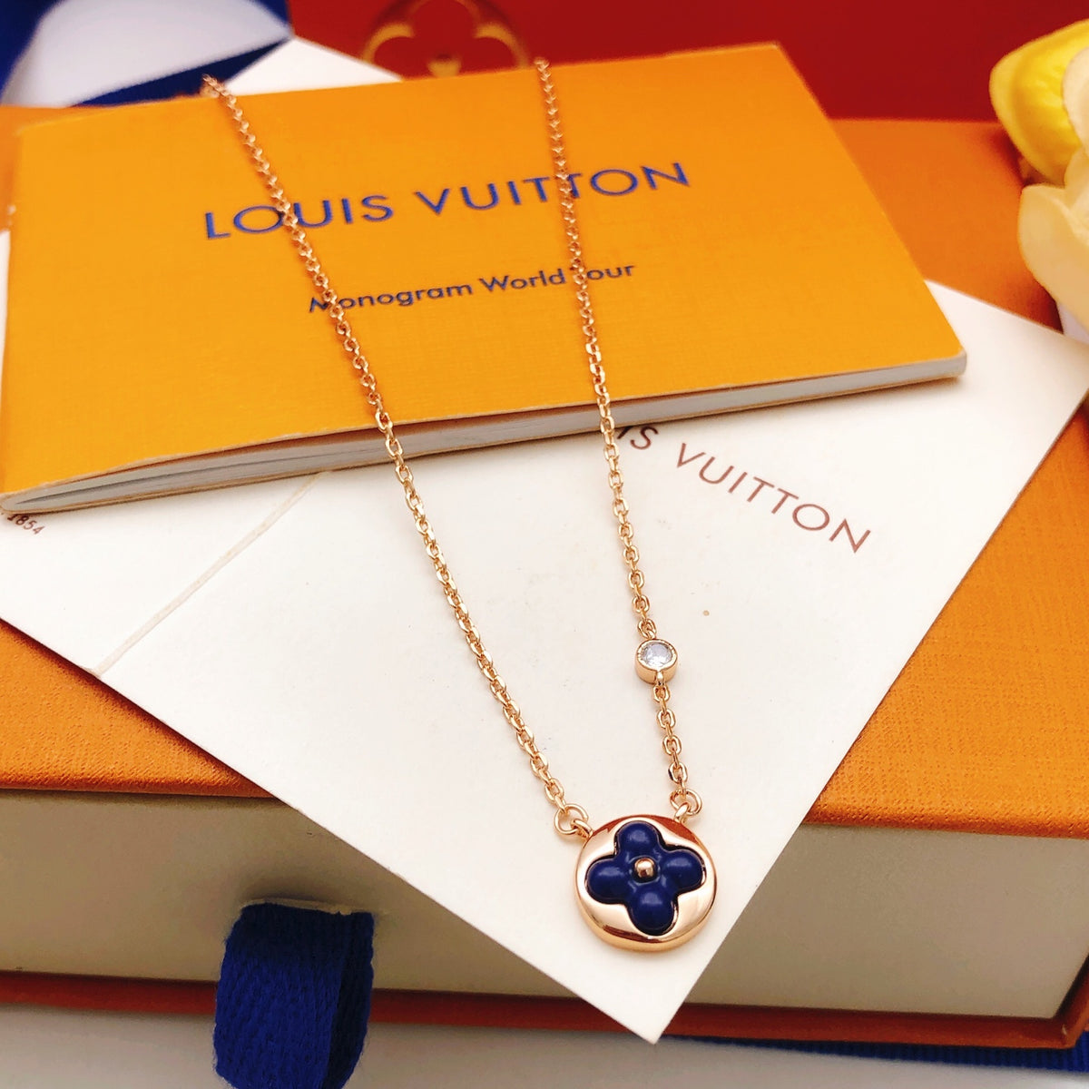 Geometric Emblem Pendant Necklace in Rose-Gold-Tone – Rose Gold Detail – Design 004 main product view