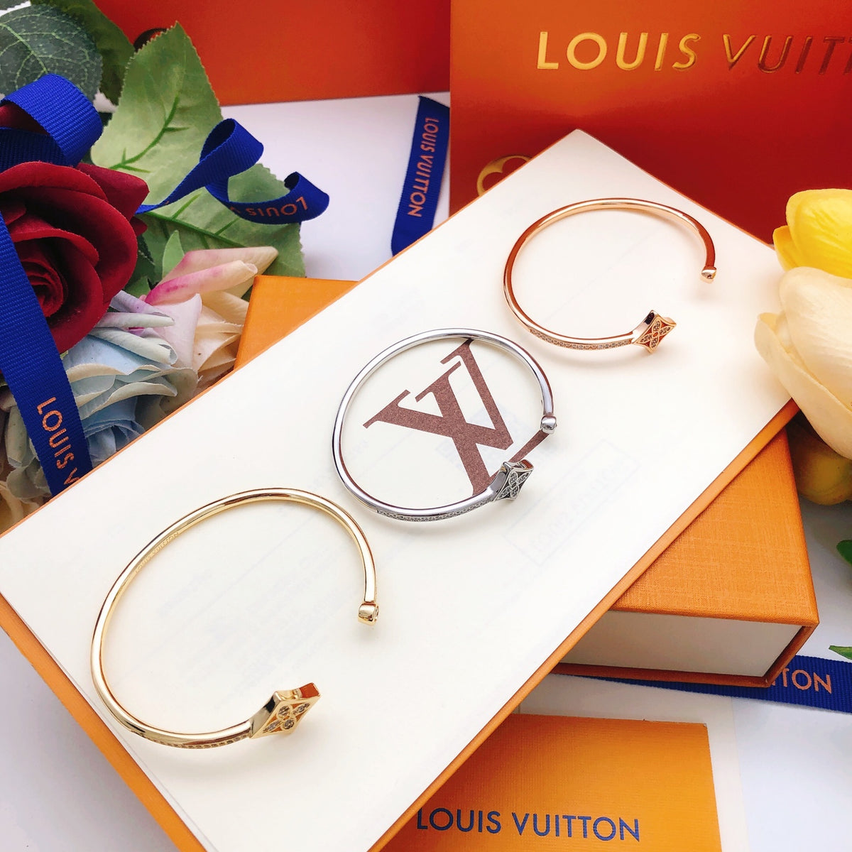 Geometric Emblem Bangle in Rose-Gold-Tone – Rose Gold Detail styled product view