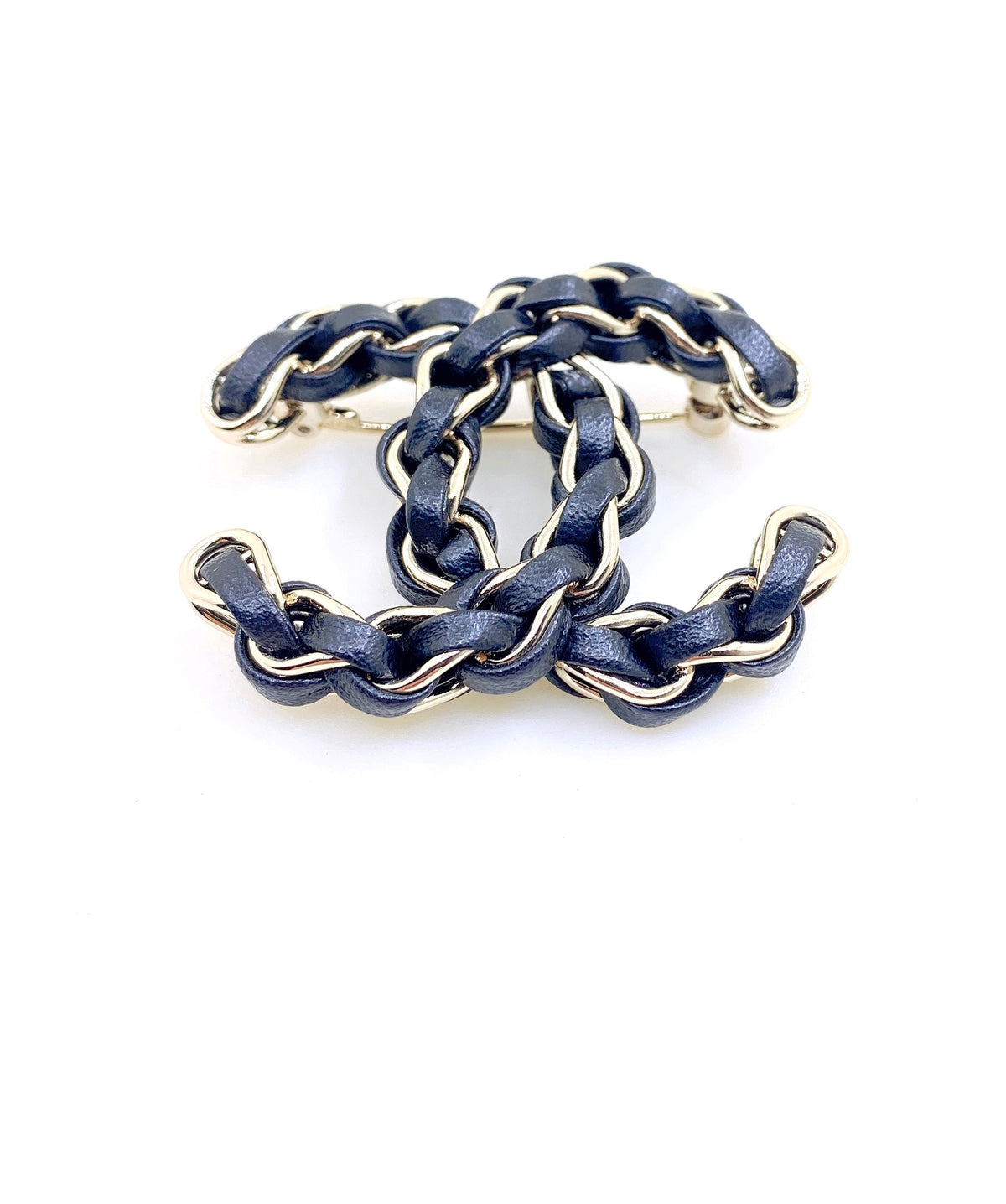 Signature Emblem Brooch in Gold-Tone – Black Detail main product view