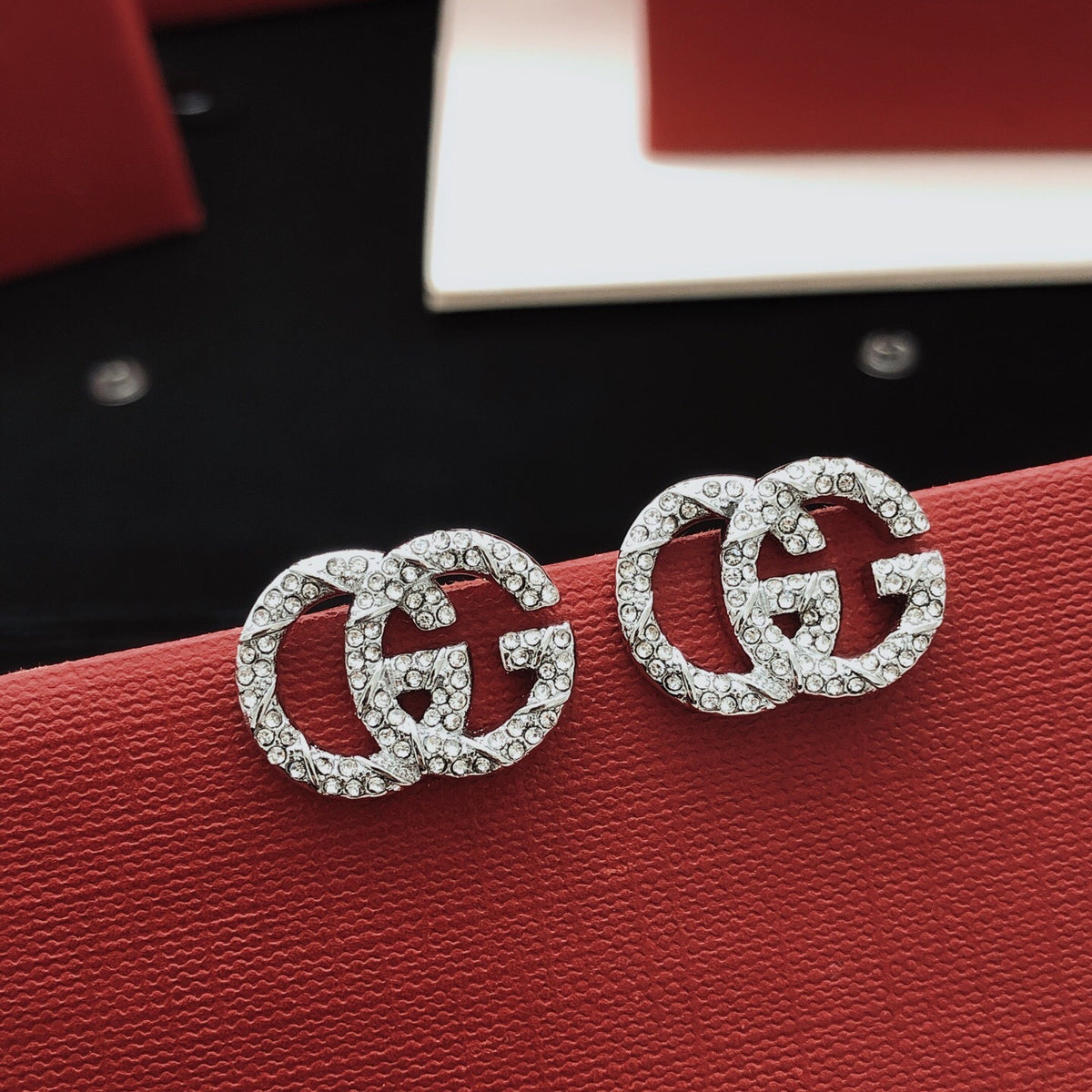 Floral Stud Earrings in Silver-Tone – Design 001 main product view