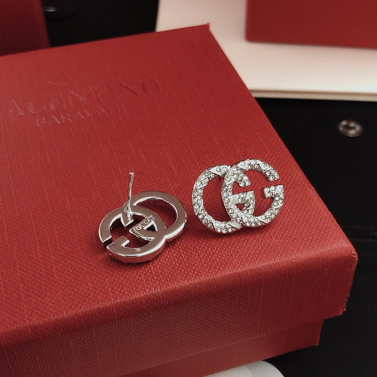 Floral Stud Earrings in Silver-Tone – Design 001 main product view