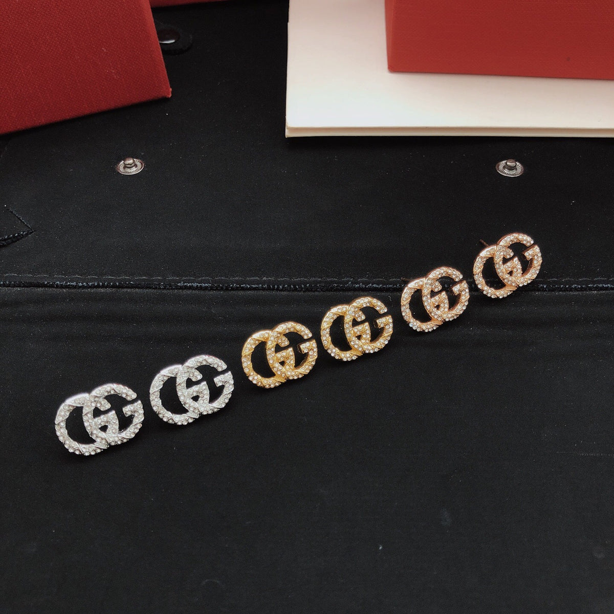 Floral Stud Earrings in Silver-Tone – Design 001 detail view