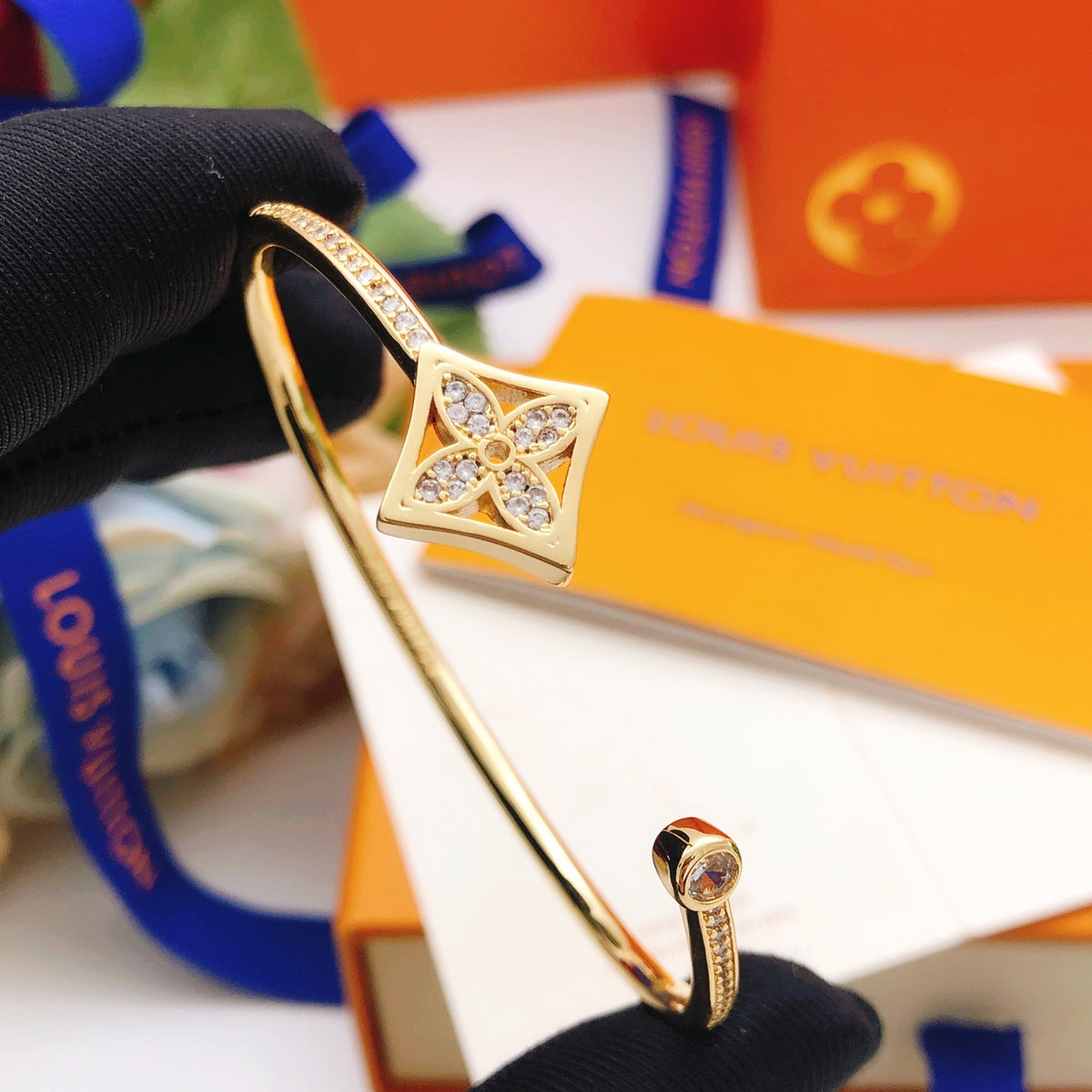 Geometric Emblem Bangle in Gold-Tone – Design 001 main product view