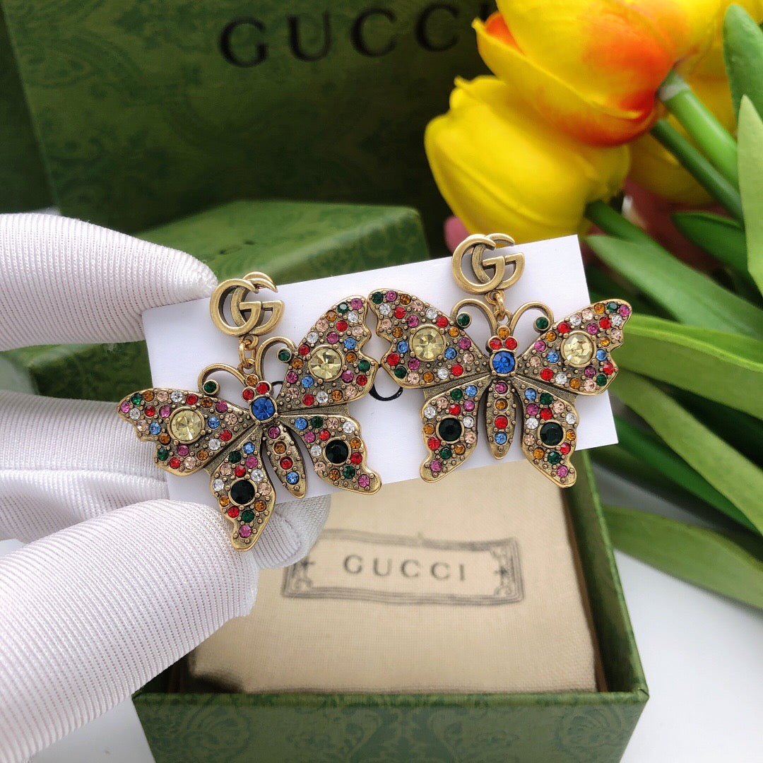 Geometric Emblem Stud Earrings in Polished Metal-Tone – Design 011 front product view