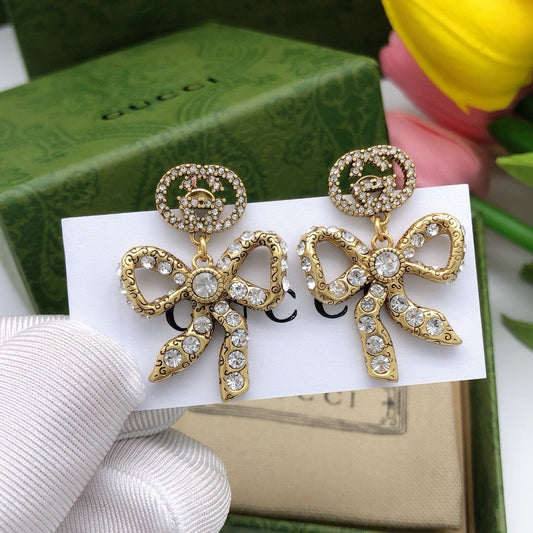 Double-G Emblem Statement Earrings in Polished Metal-Tone – Design 001 main product view