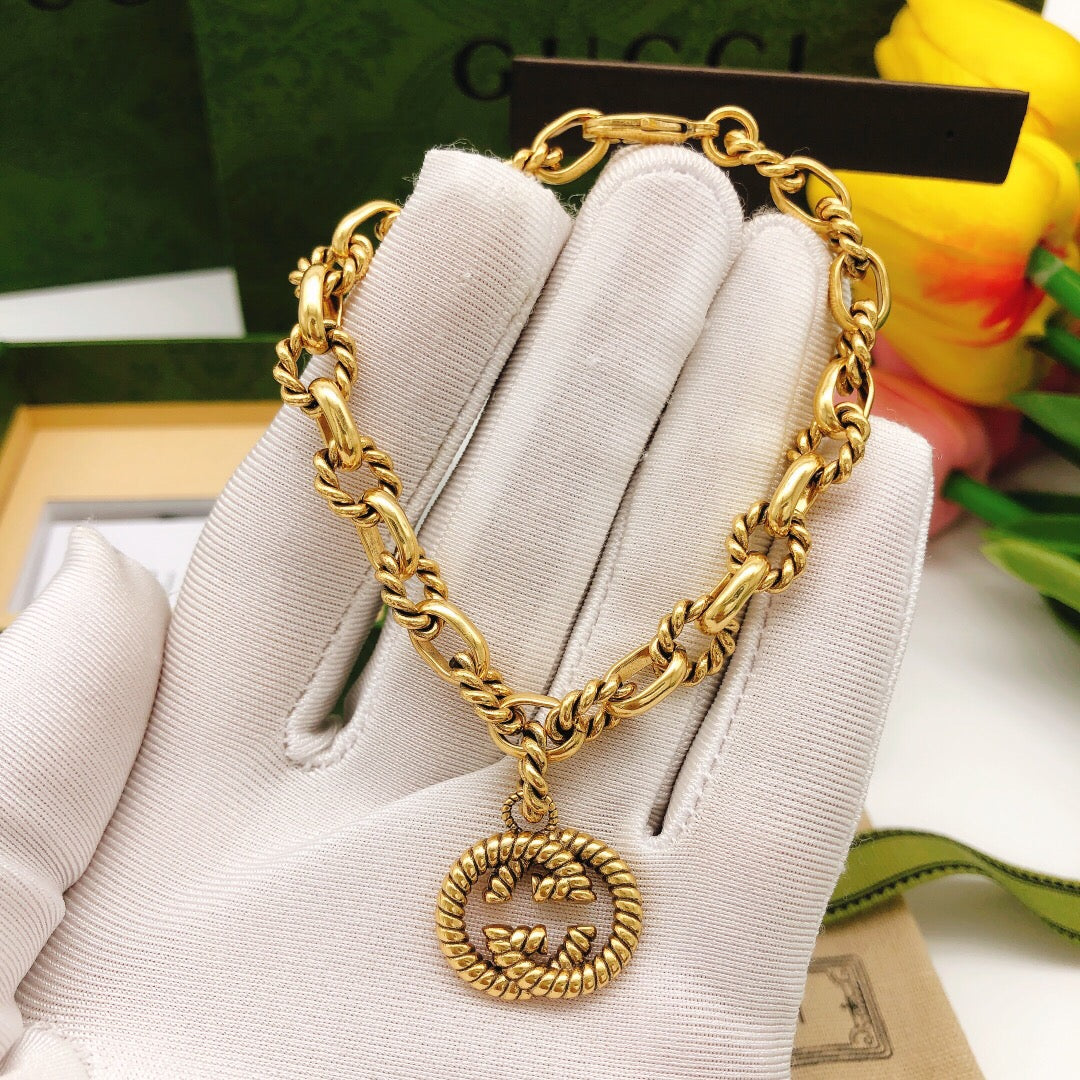 Floral Bracelet in Polished Metal-Tone – Design 001 front product view