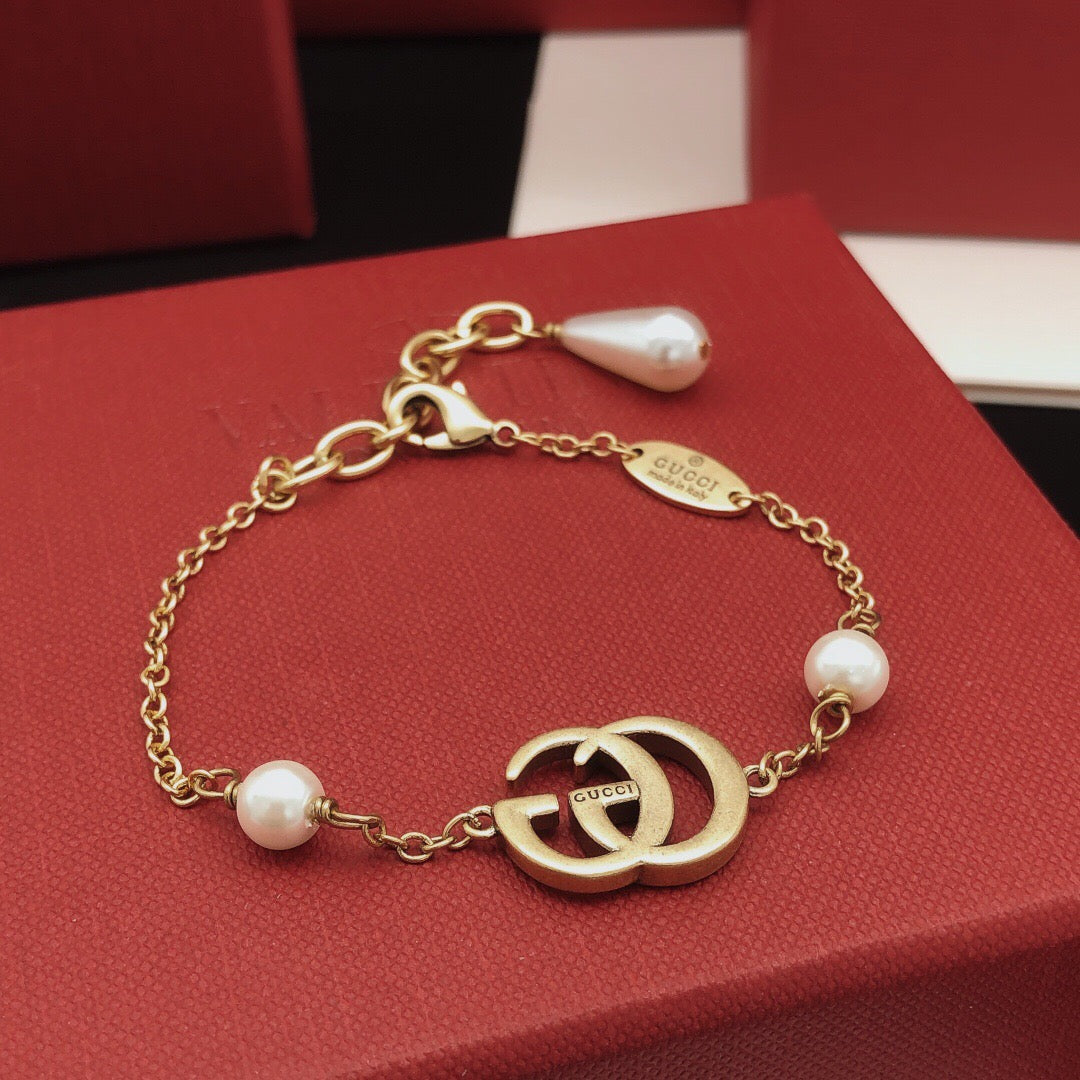 Geometric Emblem Bracelet in Gold-Tone – Design 001 front product view