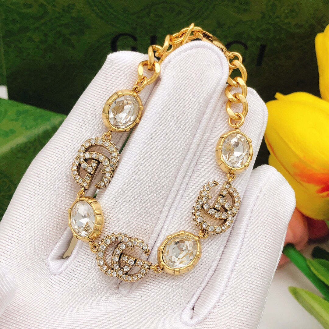Geometric Emblem Bracelet in Polished Metal-Tone – Design 008 front product view