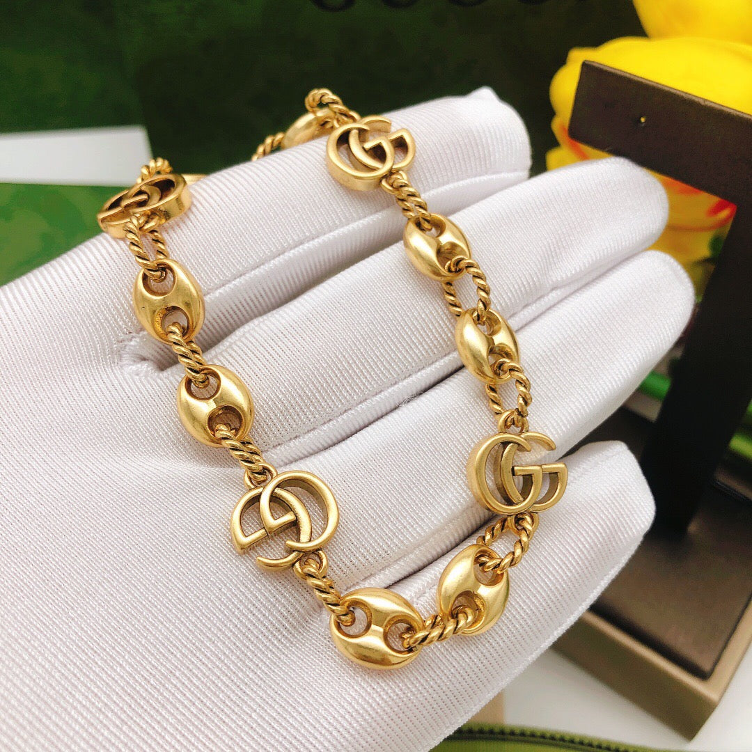 Geometric Emblem Bracelet in Polished Metal-Tone – Design 007 detail view