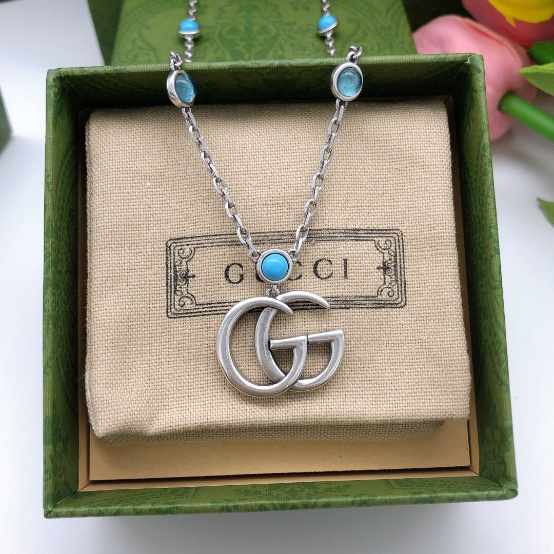 Geometric Emblem Pendant Necklace in Polished Metal-Tone – Design 001 detail view