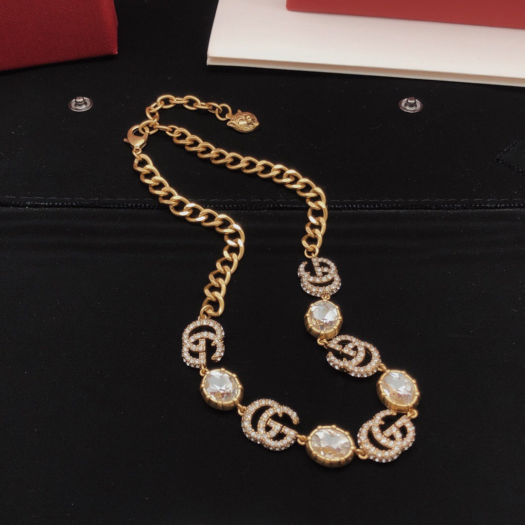 Geometric Emblem Pendant Necklace in Gold-Tone – Design 006 main product view