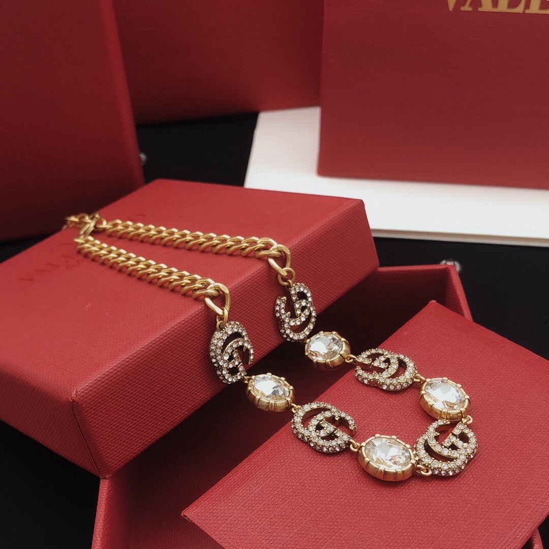Geometric Emblem Pendant Necklace in Gold-Tone – Design 006 styled product view