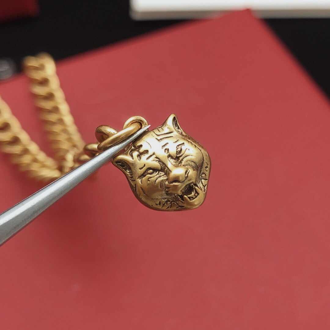 Geometric Emblem Pendant Necklace in Gold-Tone – Design 006 front product view