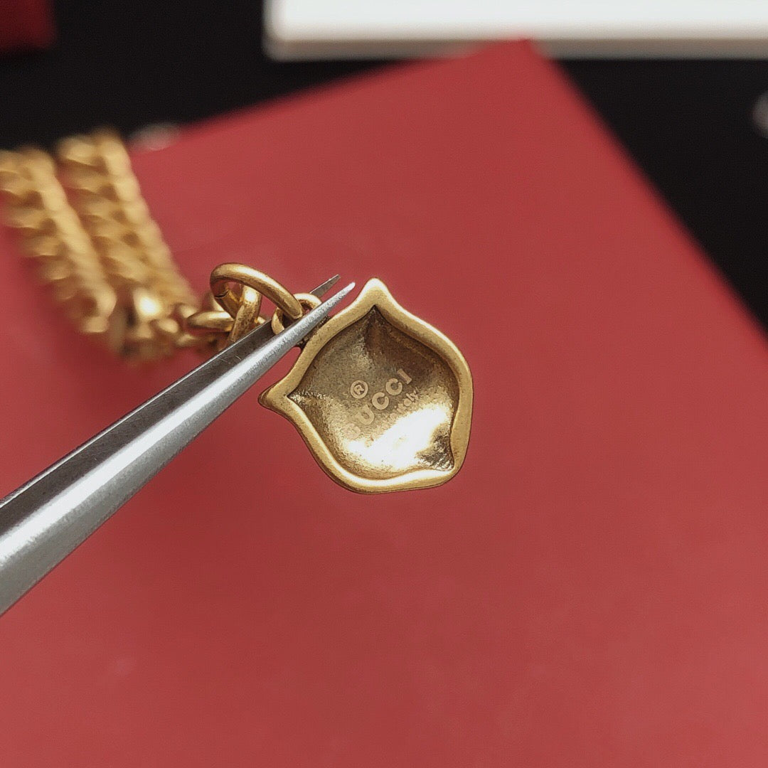 Geometric Emblem Pendant Necklace in Gold-Tone – Design 006 detail view