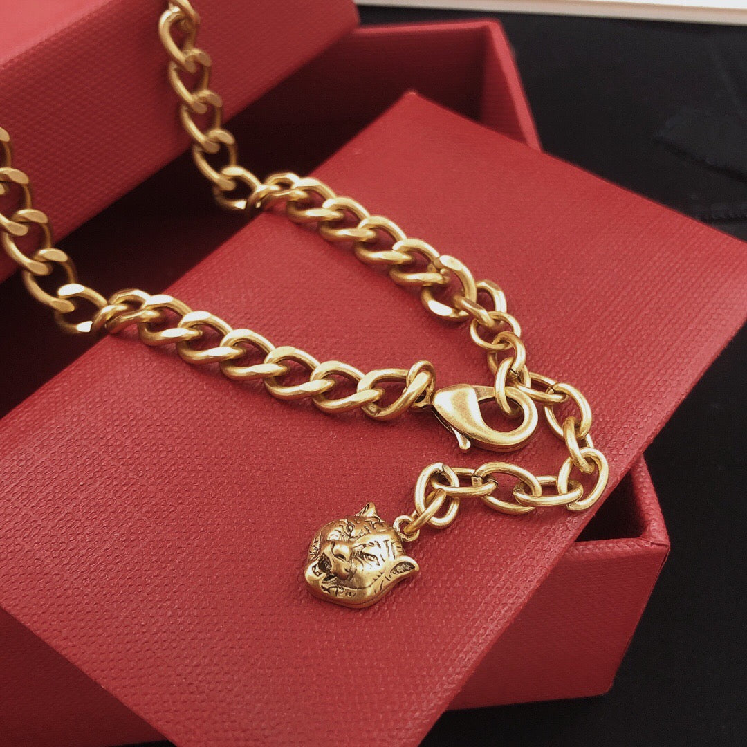 Geometric Emblem Pendant Necklace in Gold-Tone – Design 006 main product view