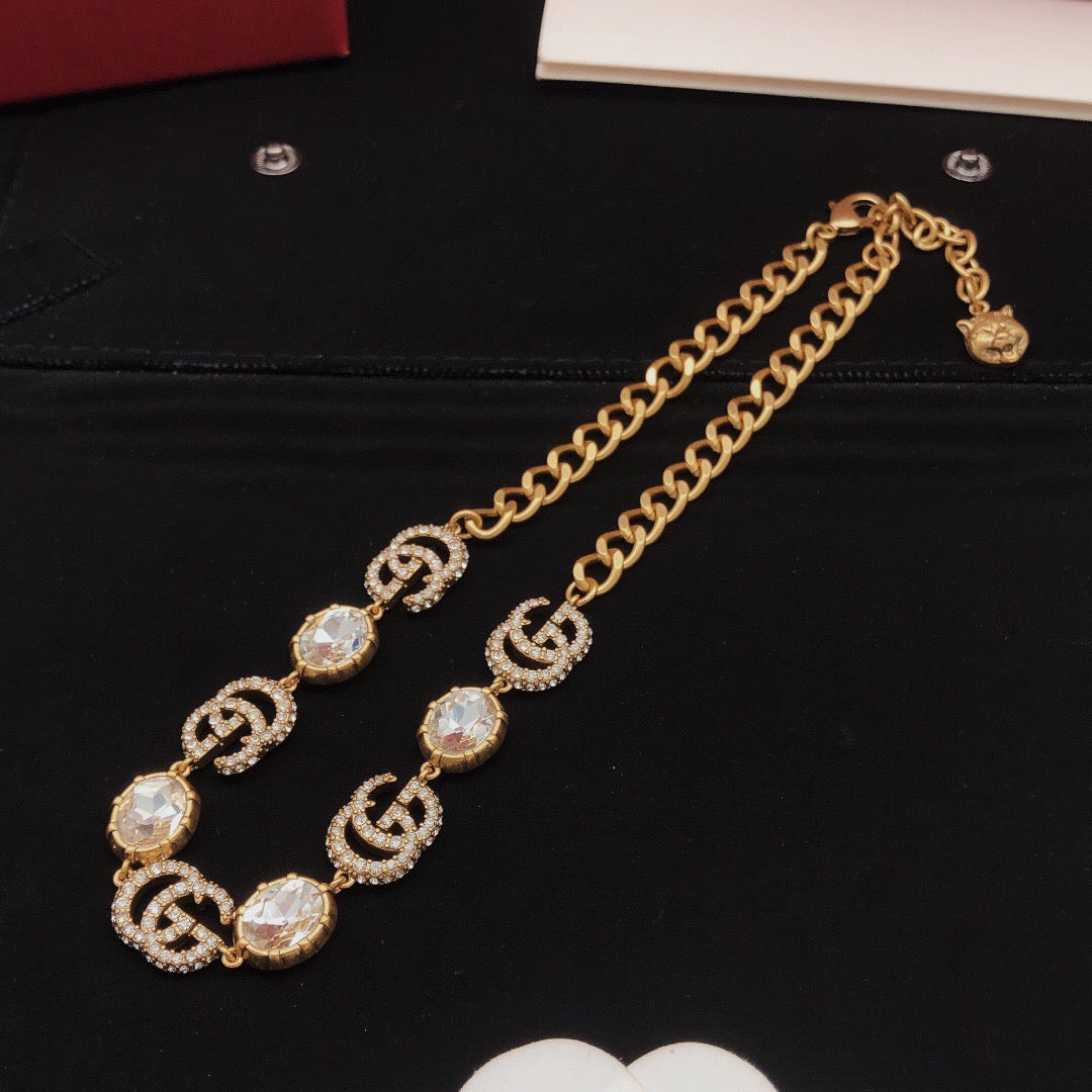 Geometric Emblem Pendant Necklace in Gold-Tone – Design 006 front product view