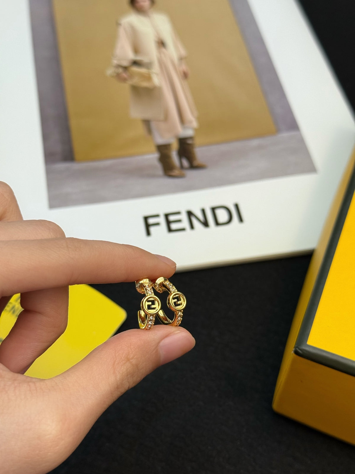 Double-G Emblem Statement Earrings in Gold-Tone – Vintage Detail styled product view