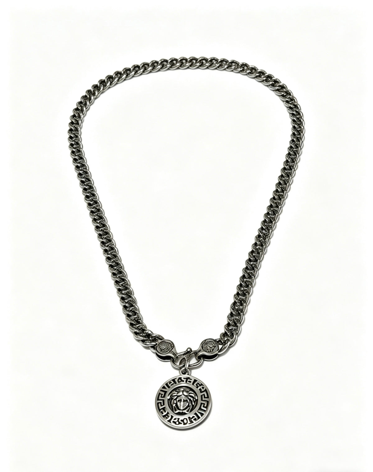 Medusa Head Pendant Necklace in Antique Silver-Tone – 55 cm – Design 02 main product view
