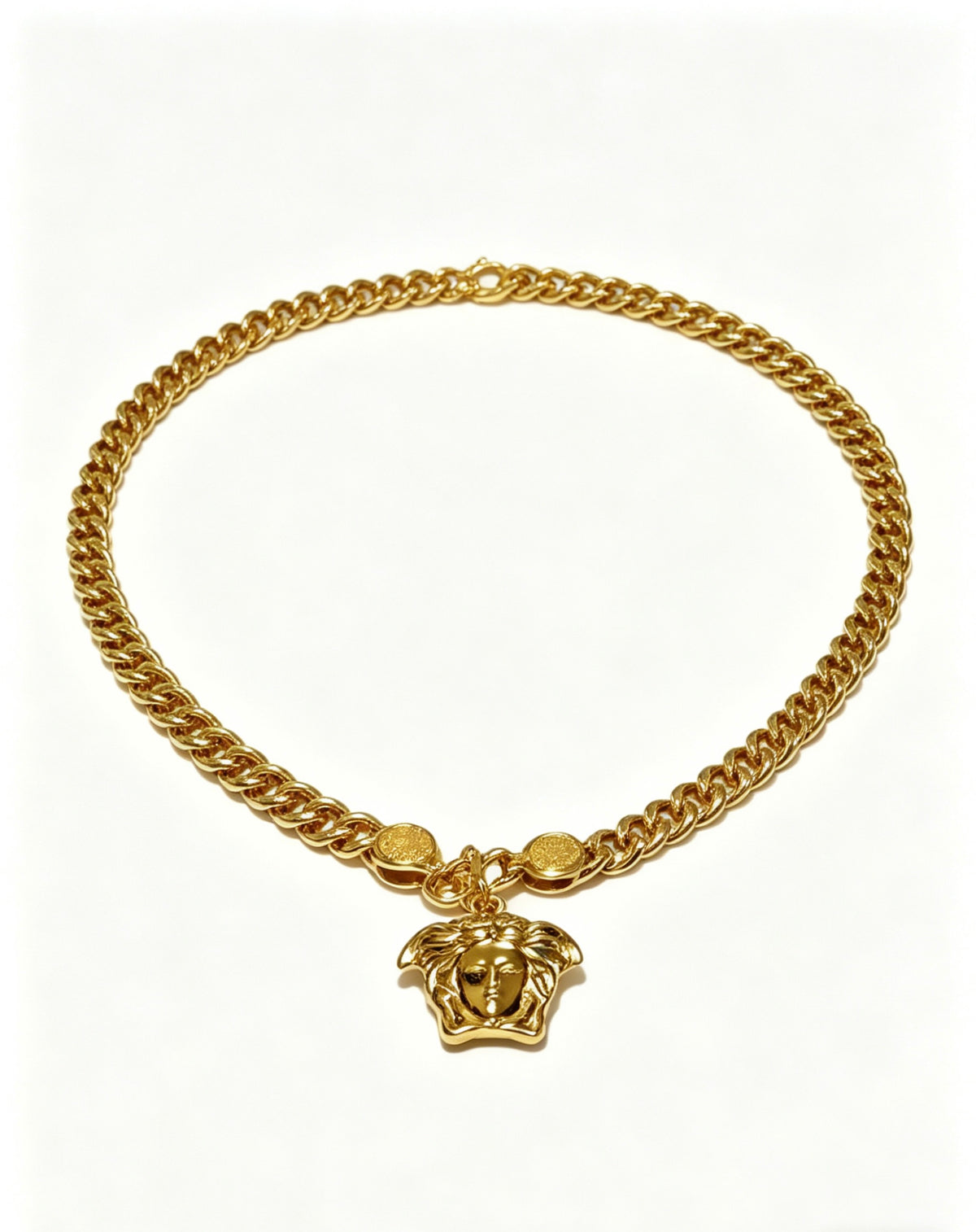 Medusa Head Pendant Necklace in Antique Silver-Tone – 55 cm – Design 03 main product view