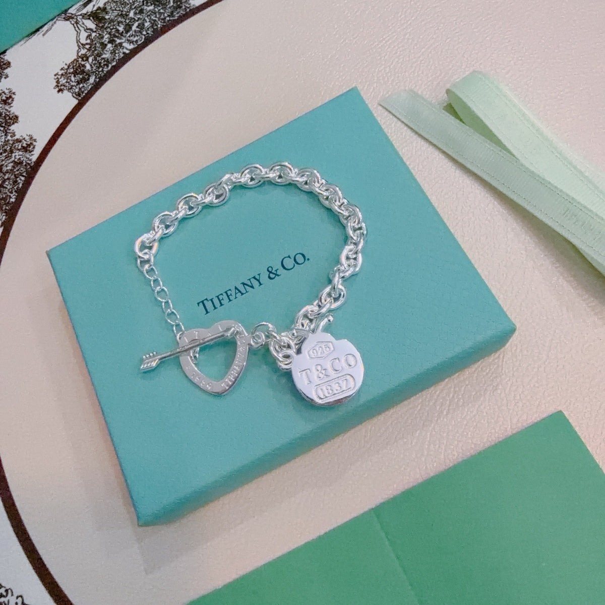 Signature Motif Bracelet in Silver-Tone – Vintage Detail – Design 72 front product view