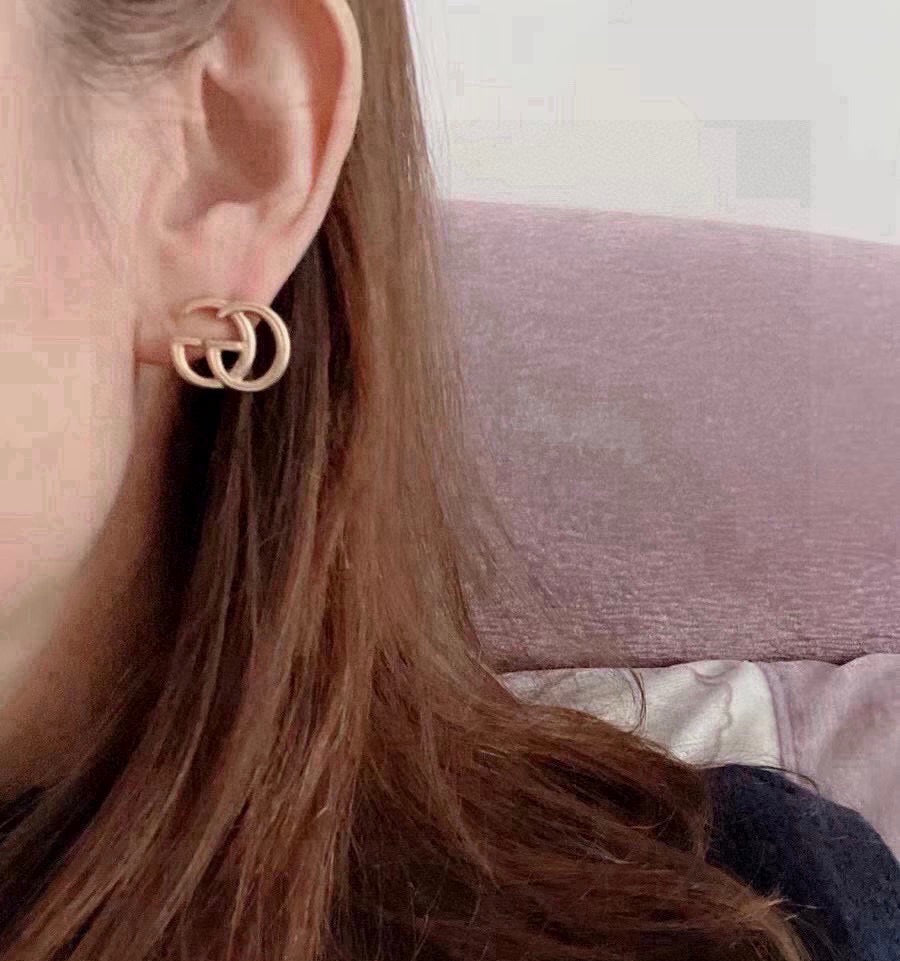 Geometric Emblem Stud Earrings in Polished Metal-Tone – Design 008 close-up detail