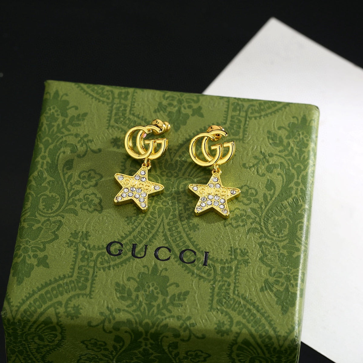 Geometric Emblem Stud Earrings in Polished Metal-Tone – Design 043 main product view