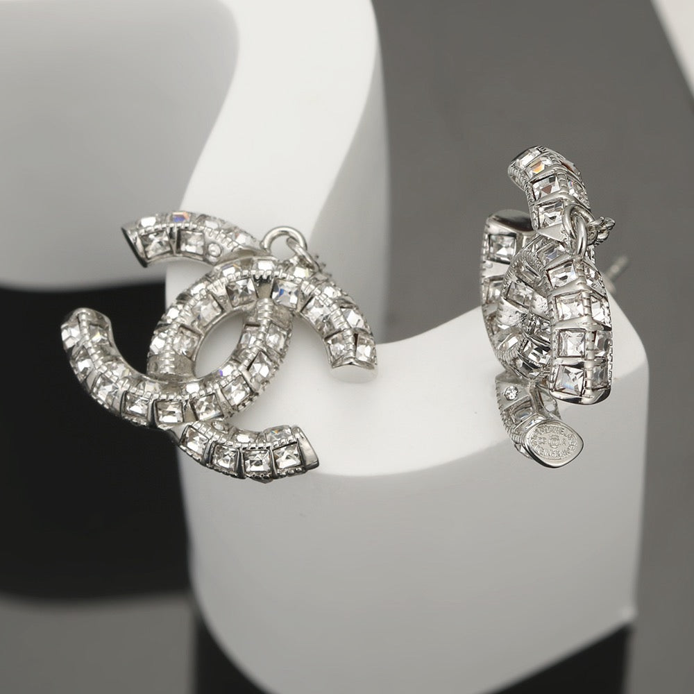 Signature Emblem Crystal-Accent Stud Earrings – Design 025 main product view