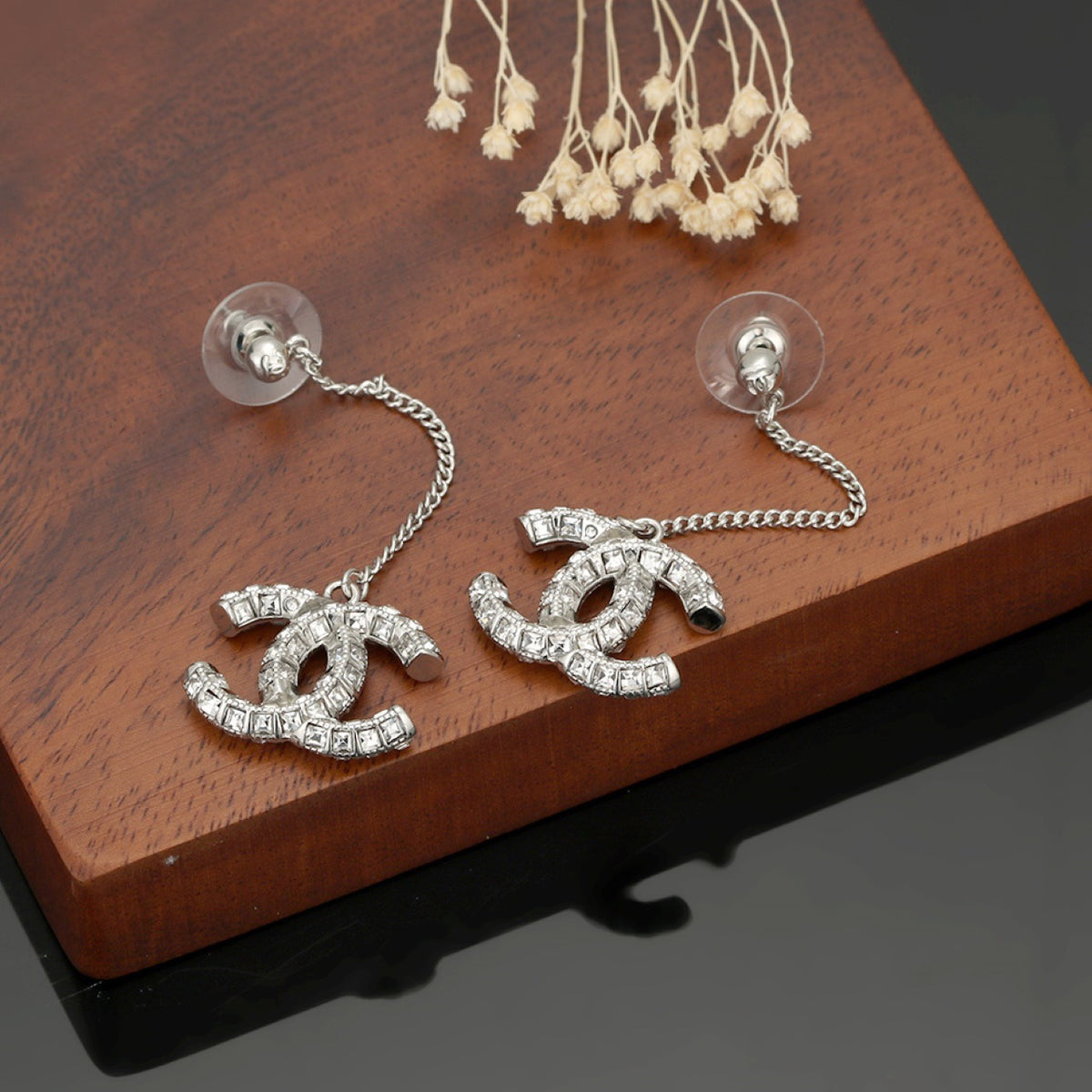 Signature Emblem Crystal-Accent Stud Earrings – Design 001 side detail