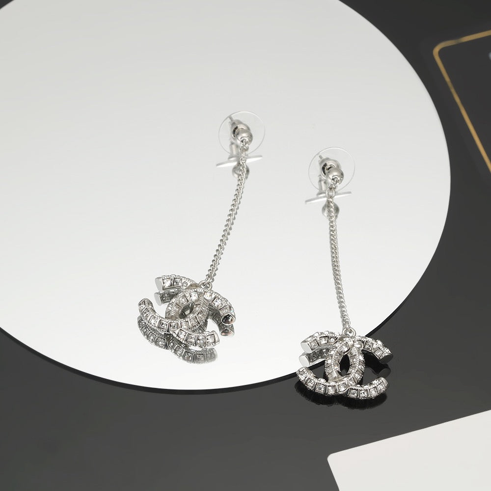 Signature Emblem Crystal-Accent Stud Earrings – Design 025 front product view