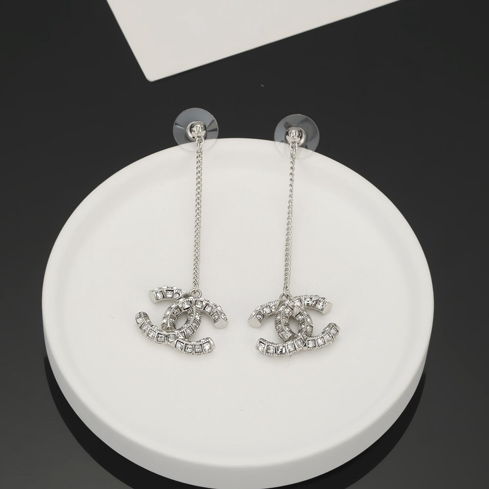 Signature Emblem Crystal-Accent Stud Earrings – Design 001 styled product view
