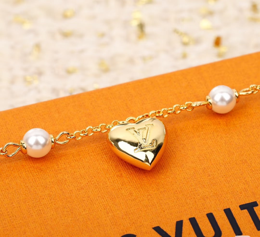 Letter Emblem Pendant Necklace in Polished Metal-Tone – Design 028 main product view