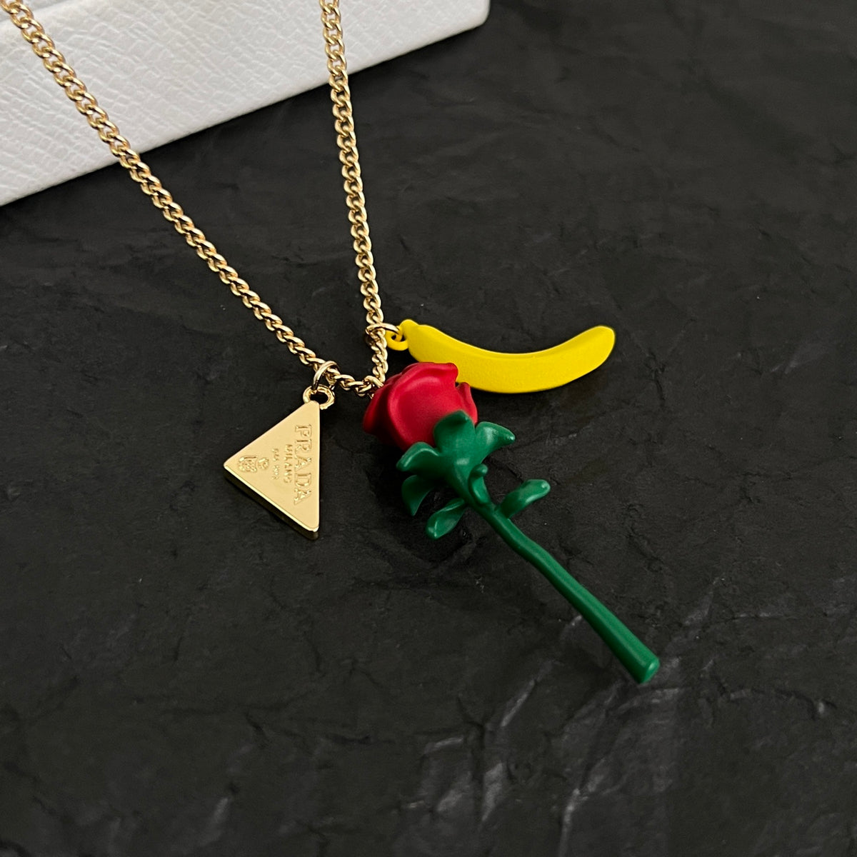 Signature Emblem Pendant Necklace in Polished Metal-Tone – Design 02 side detail