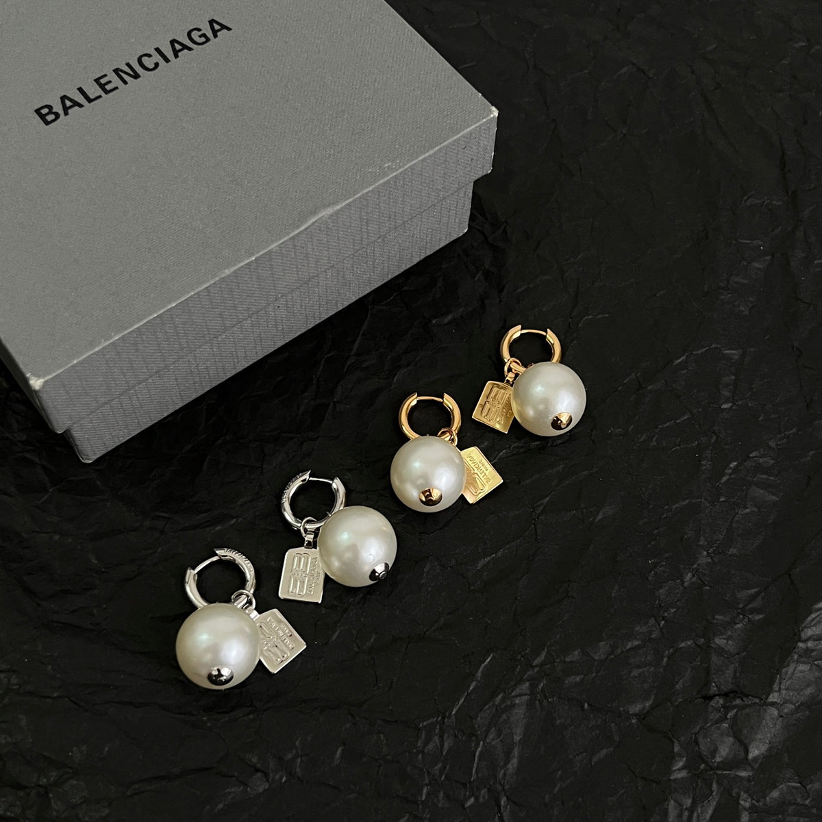 Ring Motif Statement Earrings in Polished Metal-Tone – Design 009 detail view