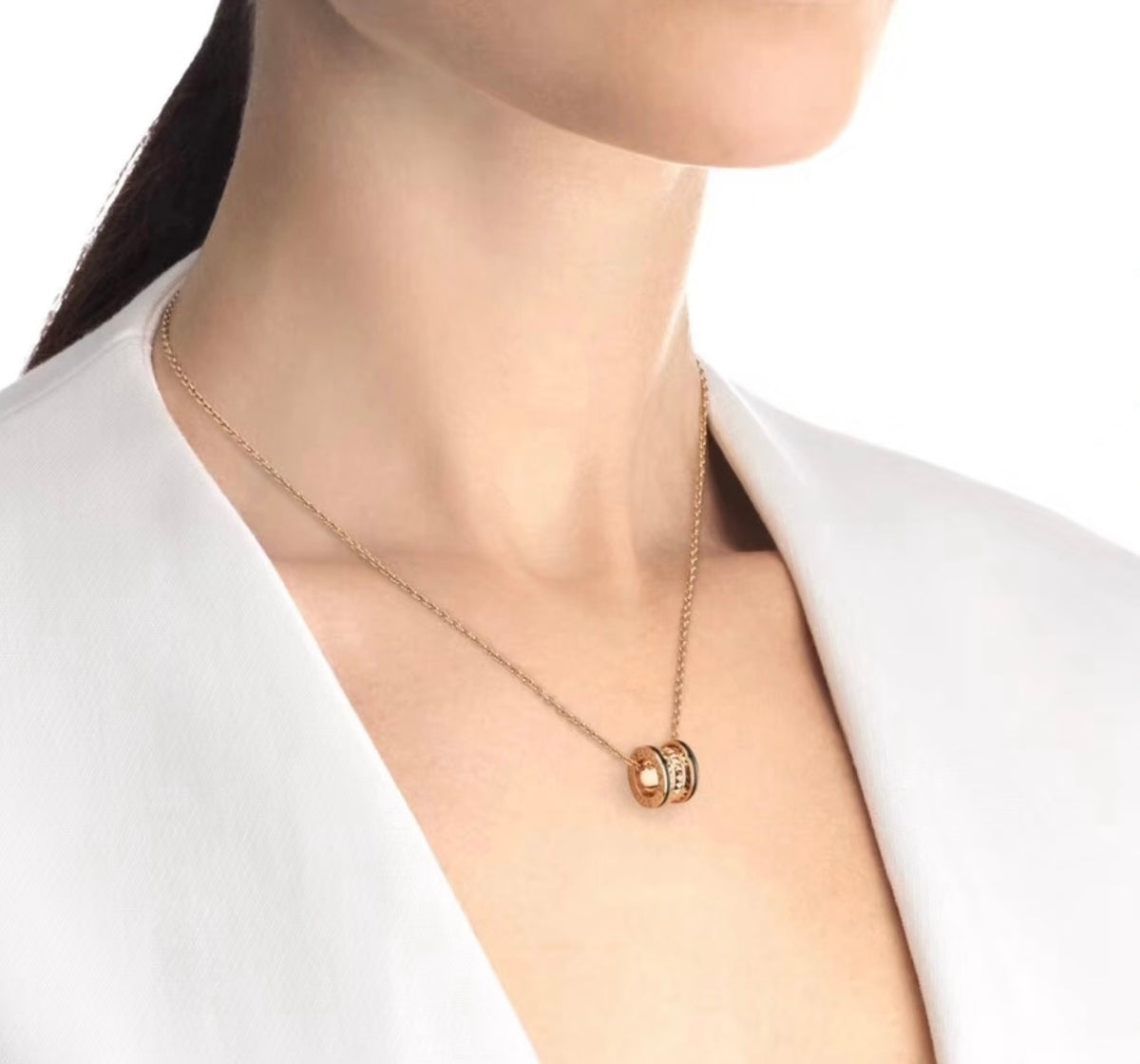 Geometric Emblem Pendant Necklace in Silver-Tone – Design 003 close-up detail