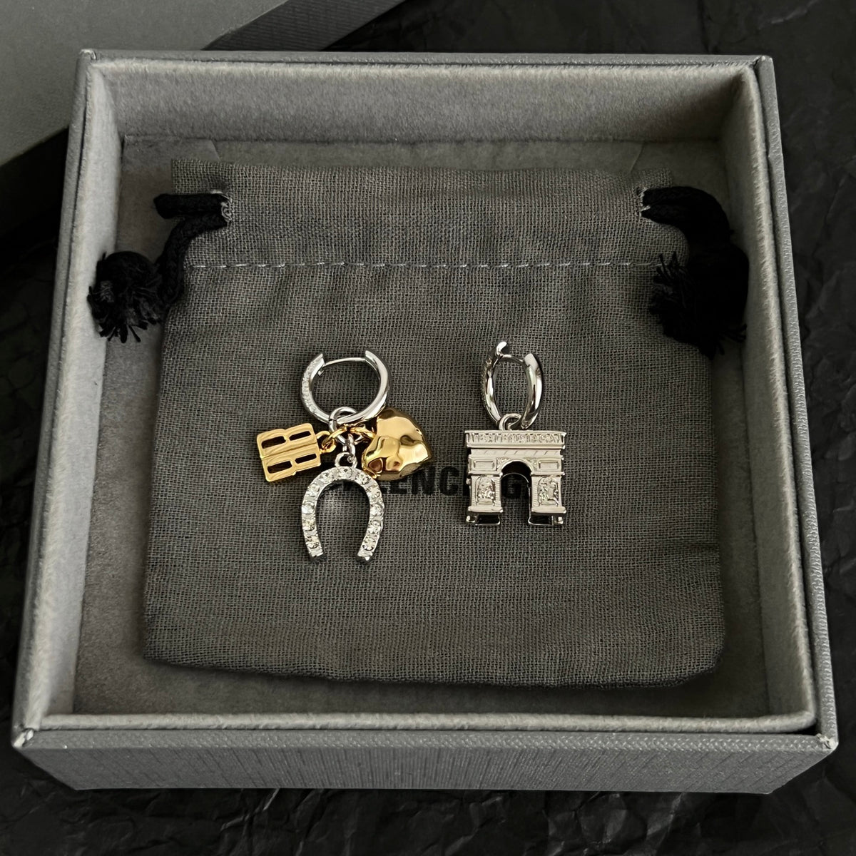 Ring Motif Statement Earrings in Polished Metal-Tone – Design 010 close-up detail