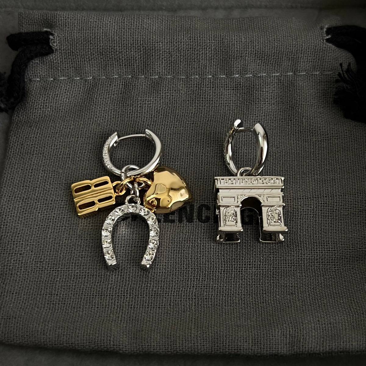 Ring Motif Statement Earrings in Polished Metal-Tone – Design 010 styled product view