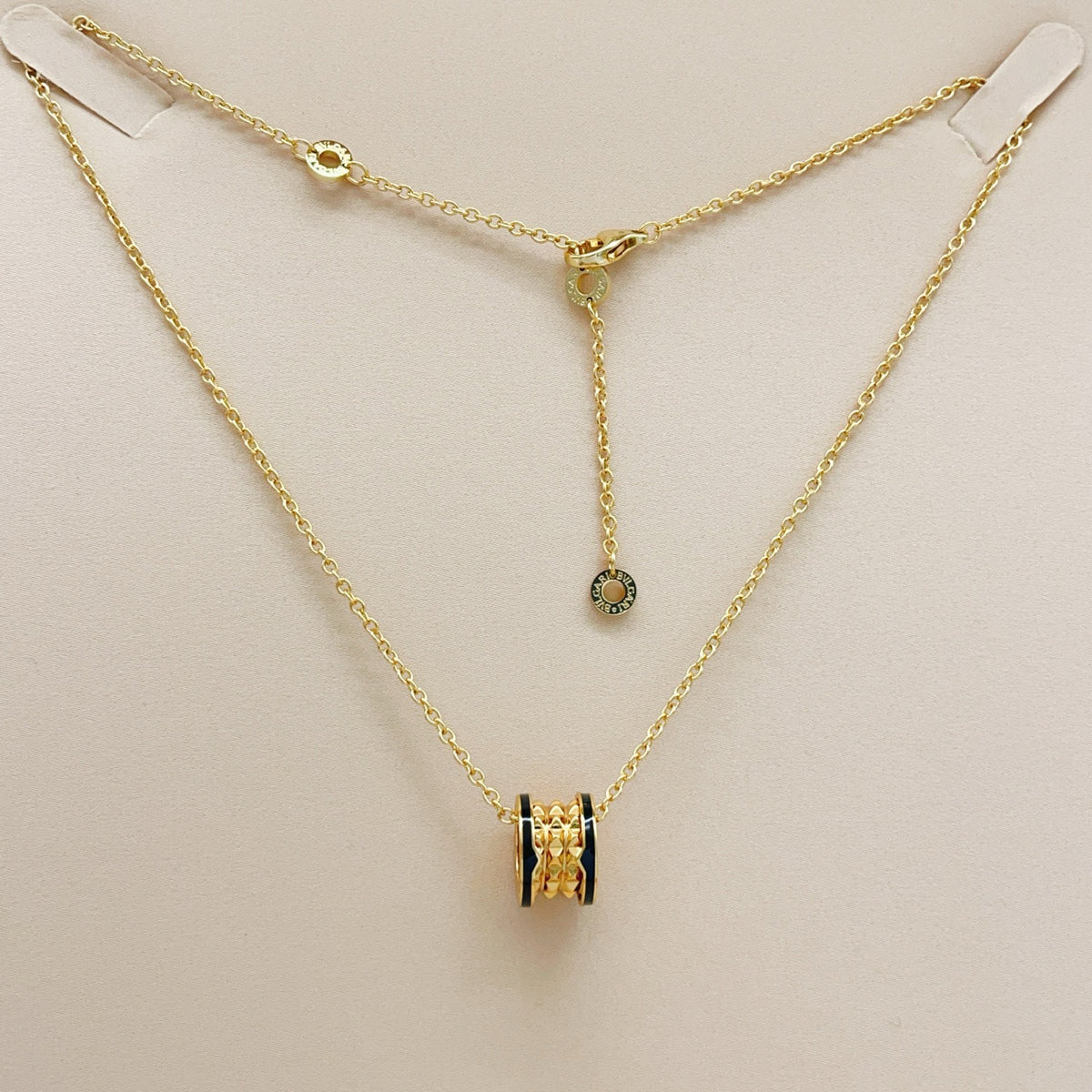 Geometric Emblem Pendant Necklace in Gold-Tone – Design 007 styled product view
