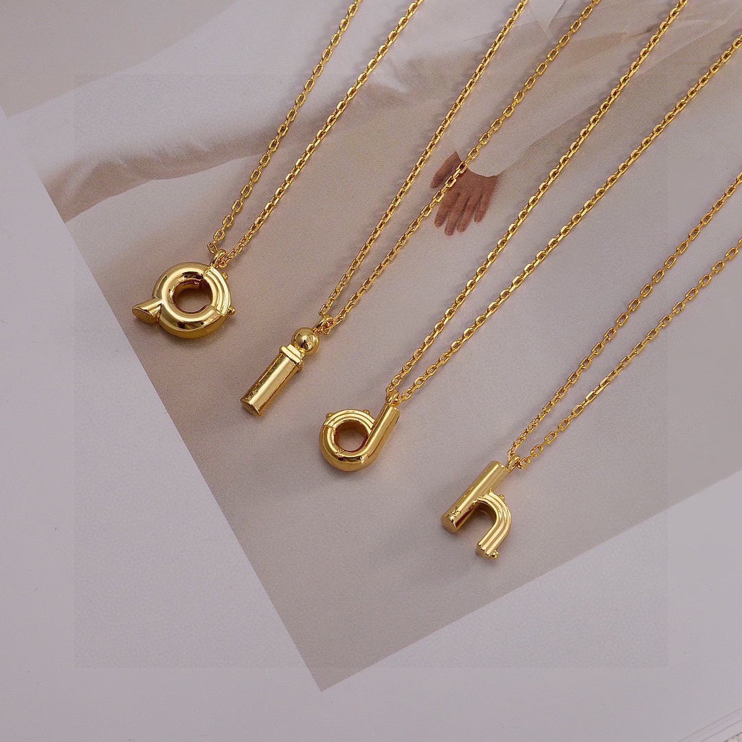 Geometric Emblem Pendant Necklace in Polished Metal-Tone – Design 032 front product view