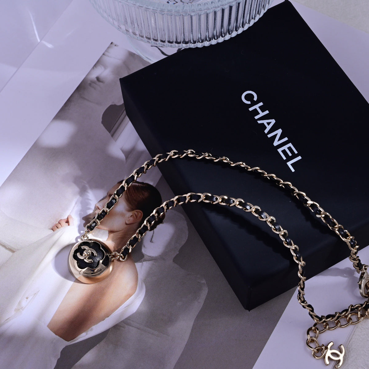 Signature Emblem Pendant Necklace in Polished Metal-Tone – Design 078 detail view